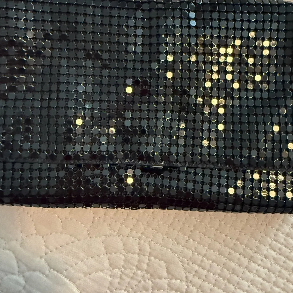 Boho Y2K Black Metal Mesh Clutch Evening Bag Festival Wristlet Glam Purse